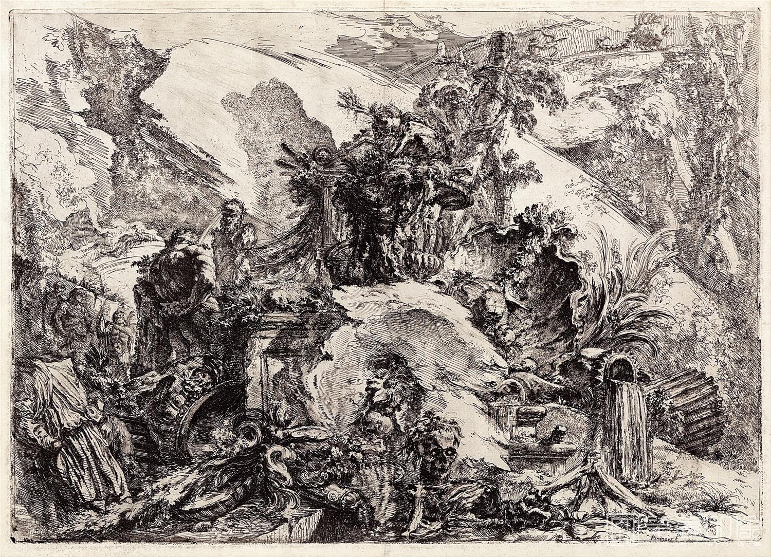 素描-美国纽约大都会美术馆素描藏画-Giovanni B. PIRANESI (1720 - 1778) (Italy)-The skeletons-0795